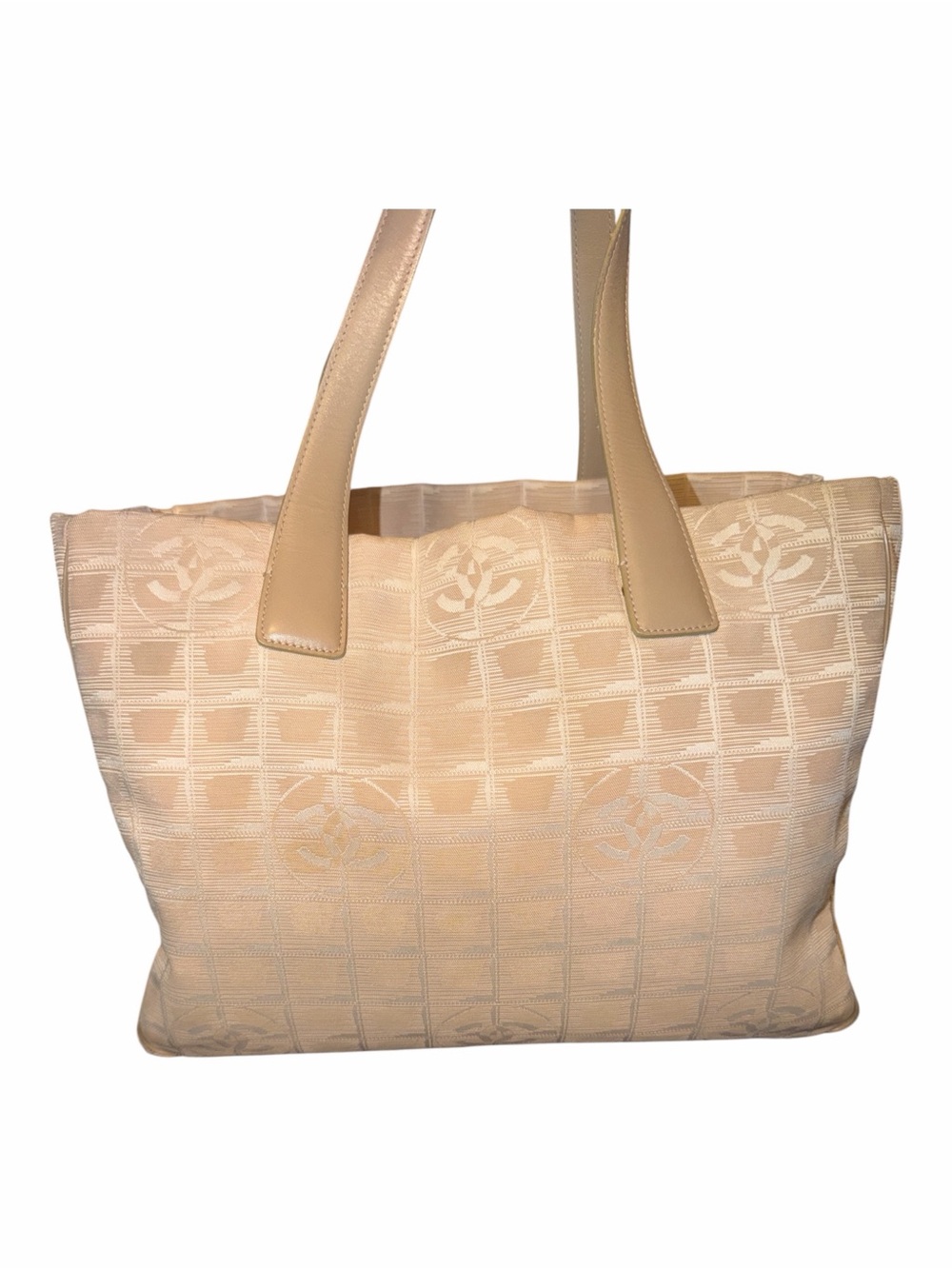 Chanel Vintage Cream New Travel Line Nylon Jacquard Tote MM Bag - Picture 3 of 8